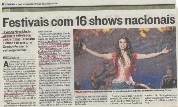 Festivais com 16 shows nacionais